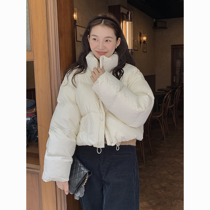 甜系短款白色羽绒服女款2022年新款小个小个子子白羽绒服