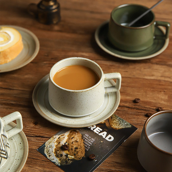 Sheli Japanese Retro Coffee Cup Saucer 세트 Creative Stone Pottery Cup 가정 고급 절묘한 머그잔 Sheli Japanese Retro Coffee Cup Saucer 세트 Creative Stone Pottery Cup 가정 고급 절묘한 머그잔