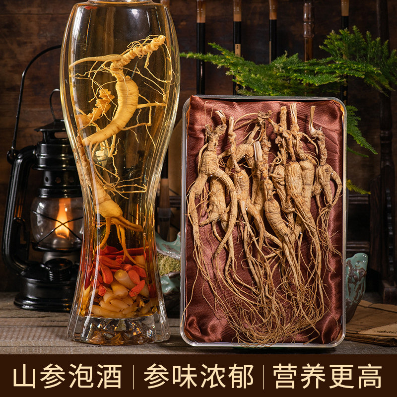 人参长白山林下参野山参20年东北生晒人参泡酒山参礼盒装微残干货
