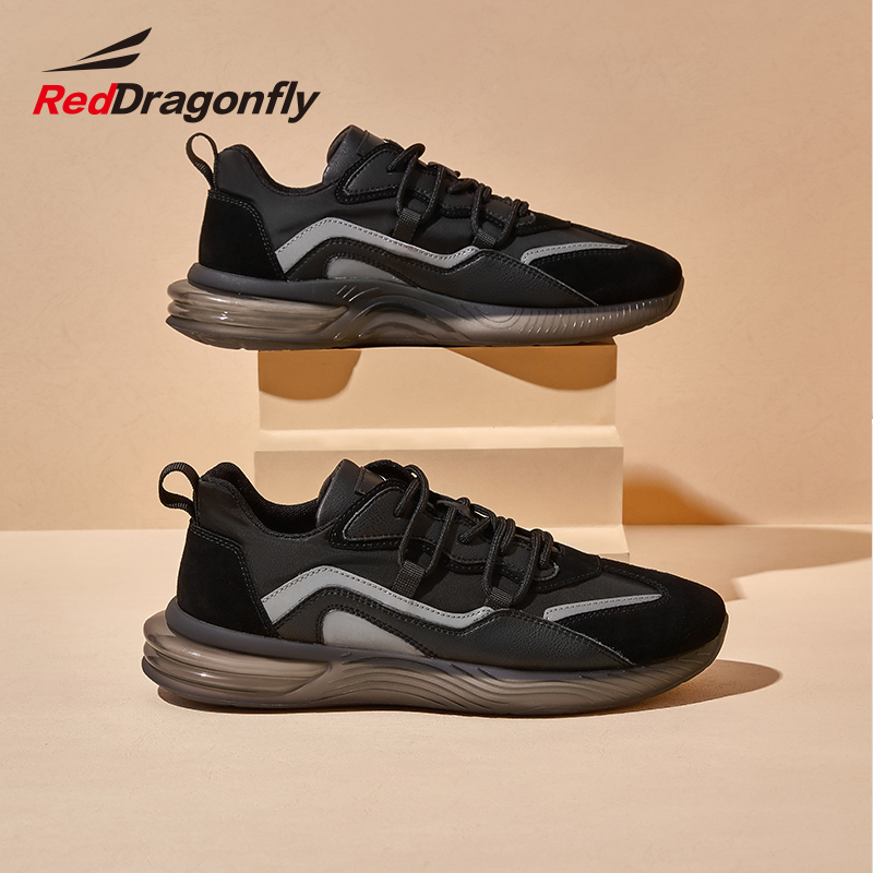 红蜻蜓男鞋秋季新款真皮休闲鞋韩版厚底轻便运动鞋透气老爹鞋