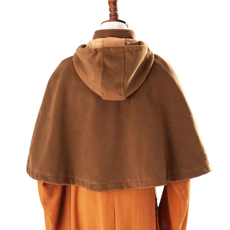 披风秋冬女士短款超短百搭禅修冬款外套毛呢绒围巾