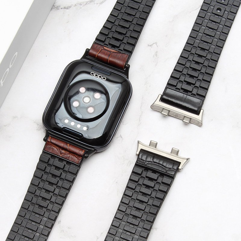 表带oppowatch手表智能真皮硅胶替换防水46mm精钢版配件
