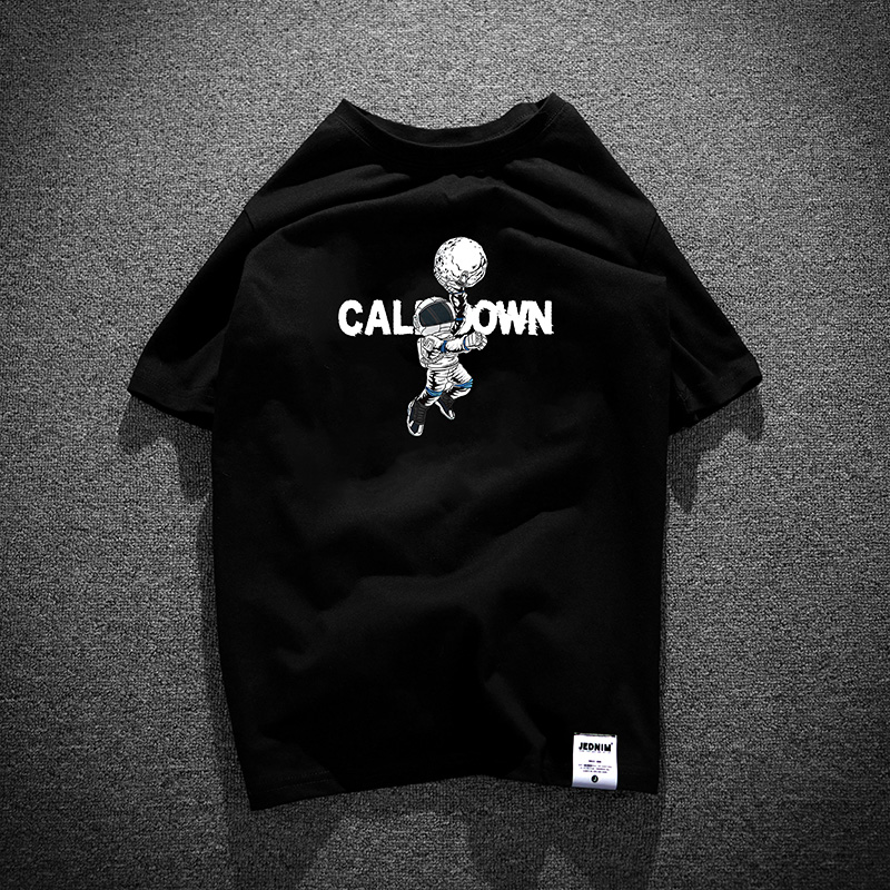 潮牌夏季卡通印花短袖T恤男士新款个性简约潮流宽松百搭半袖体恤