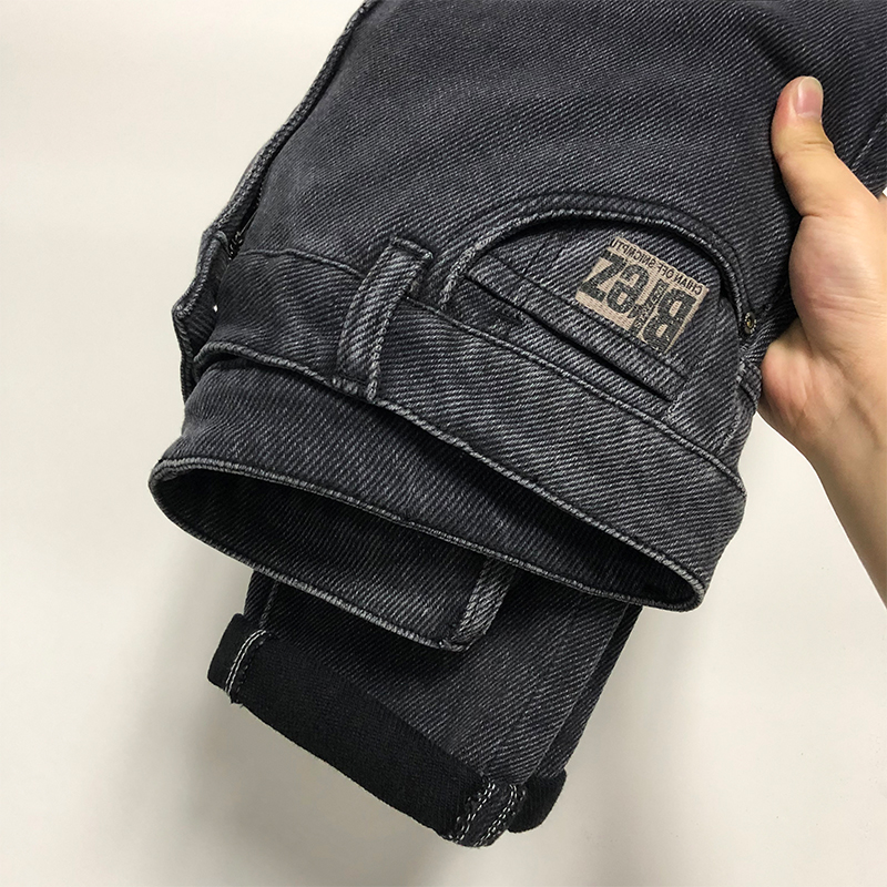 2022休闲黑灰牛仔裤男春秋季新款修身小脚长裤子百搭青年潮牌弹力