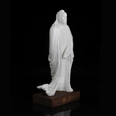 孟子德化白瓷历史人物雕塑塑像家居书房办公室桌面古典工艺品摆件