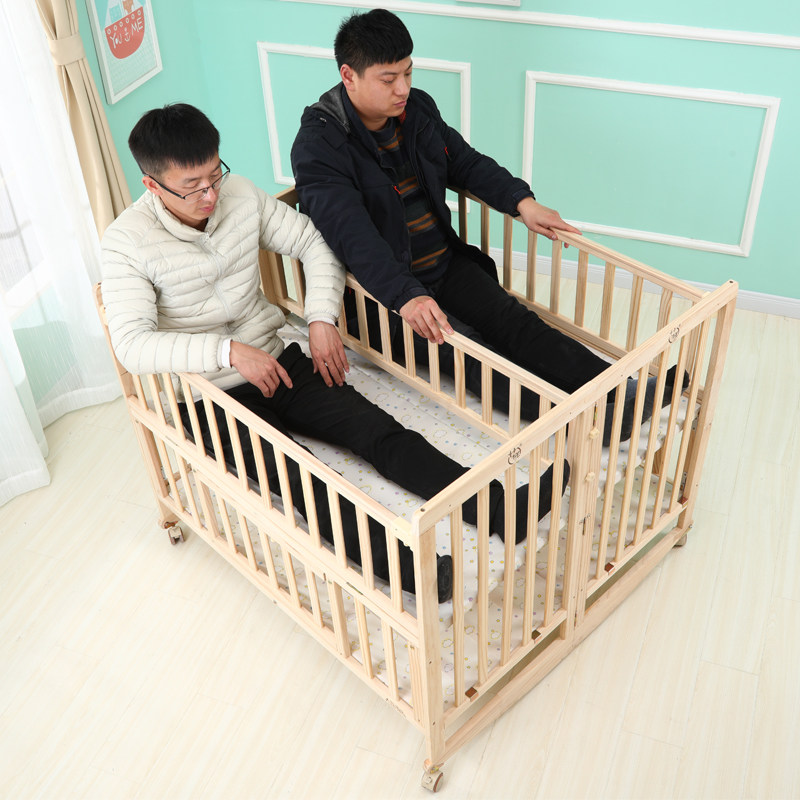 可移动折叠双胞胎婴儿床拼接床边床宝宝宝bb双人婴儿床
