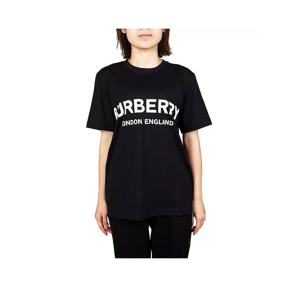 香港直邮burberry巴宝莉女士黑色新款logo宽松字母t恤