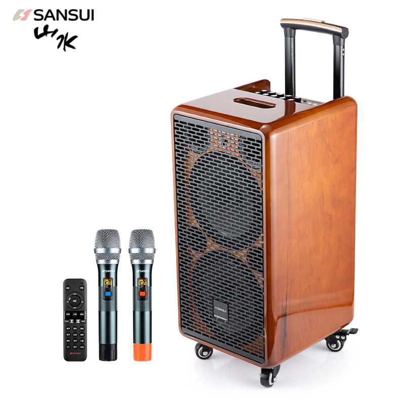 sansui山水sg10实木户外大功率移动拉杆蓝牙音箱拉杆广场音箱