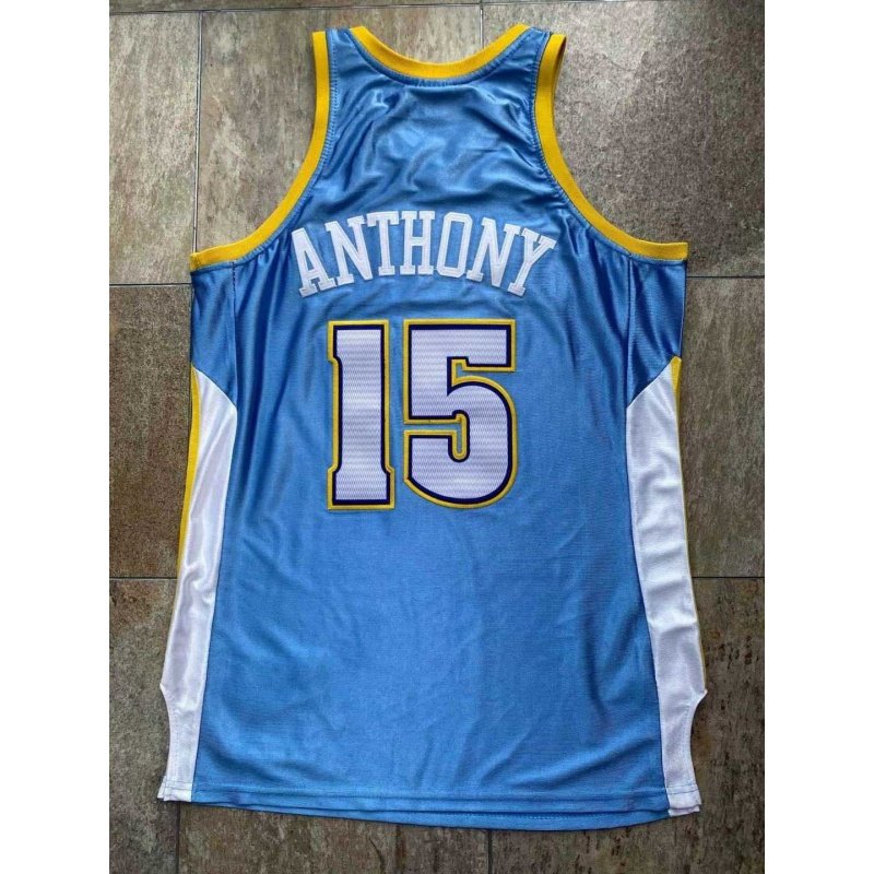 mn掘金队15号安东尼艾弗森0304年复古丝光蓝色球衣