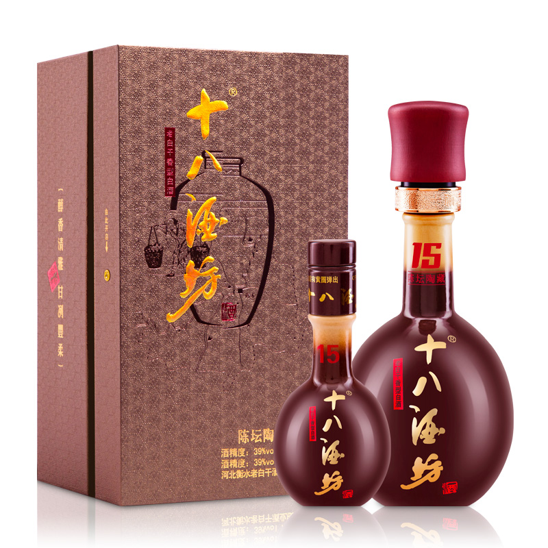 十八酒坊 白酒 陶藏十五39度480ml 100ml礼盒装 纯粮食酒