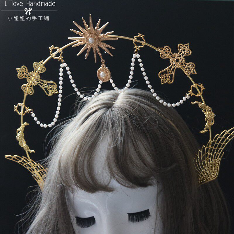 手工手工制制作洛丽风头头饰lolita太阳神翅膀发冠其他diy饰品配件