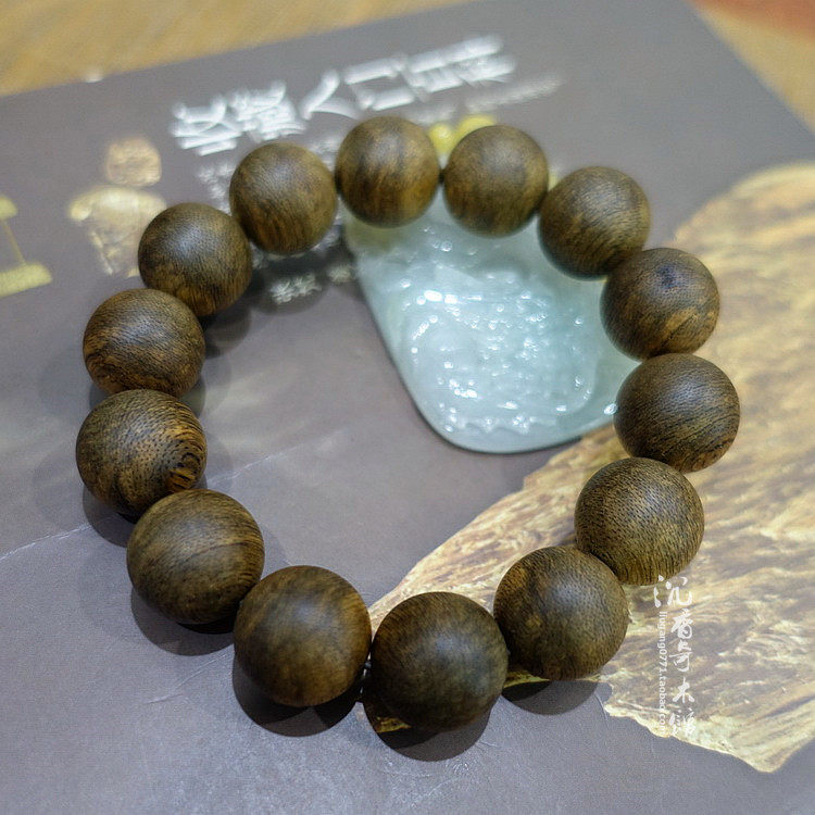 越南芽庄黄棋楠17mm14颗单圈奇楠沉香手串男士佛珠手链蜜凉香浓郁