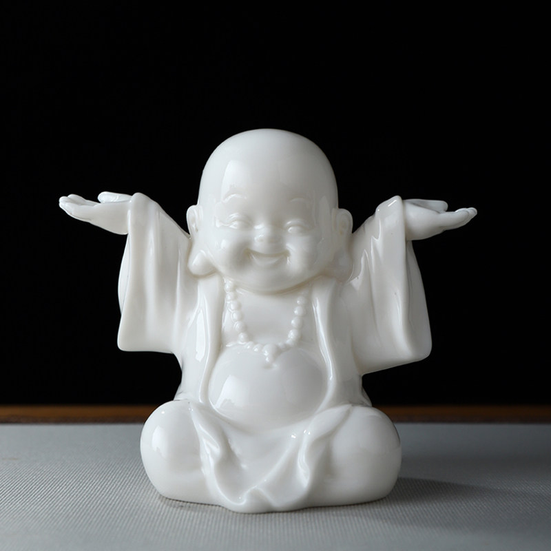 创意茶宠茶台摆件禅意小和尚招财小弥勒茶艺茶道装饰礼物摆件陶瓷