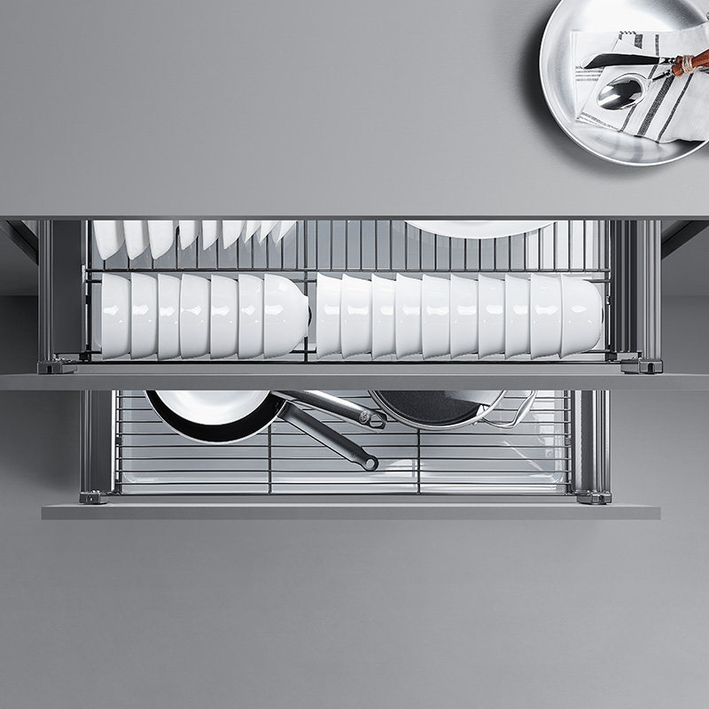 厨房库博双层拉篮组合阻尼缓冲调味收纳橱柜拉篮