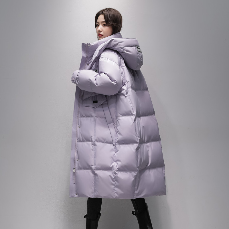 雪中飞2023秋冬新款羽绒服连帽廓形女式长款大口羽绒服