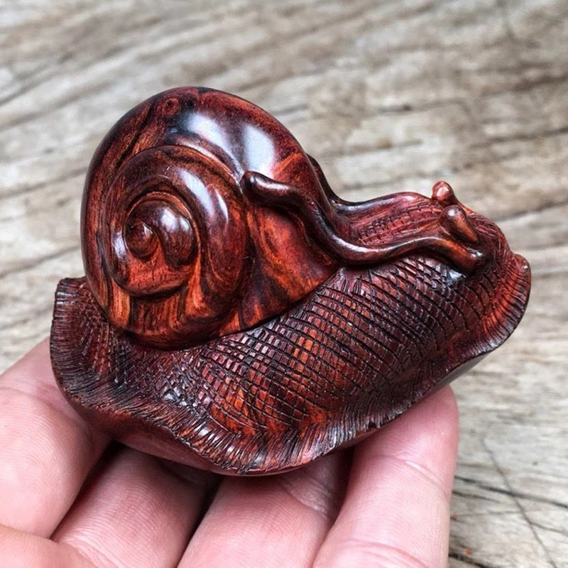 红莲海南黄花梨步步高升手把件油梨老原木雕刻把玩摆件