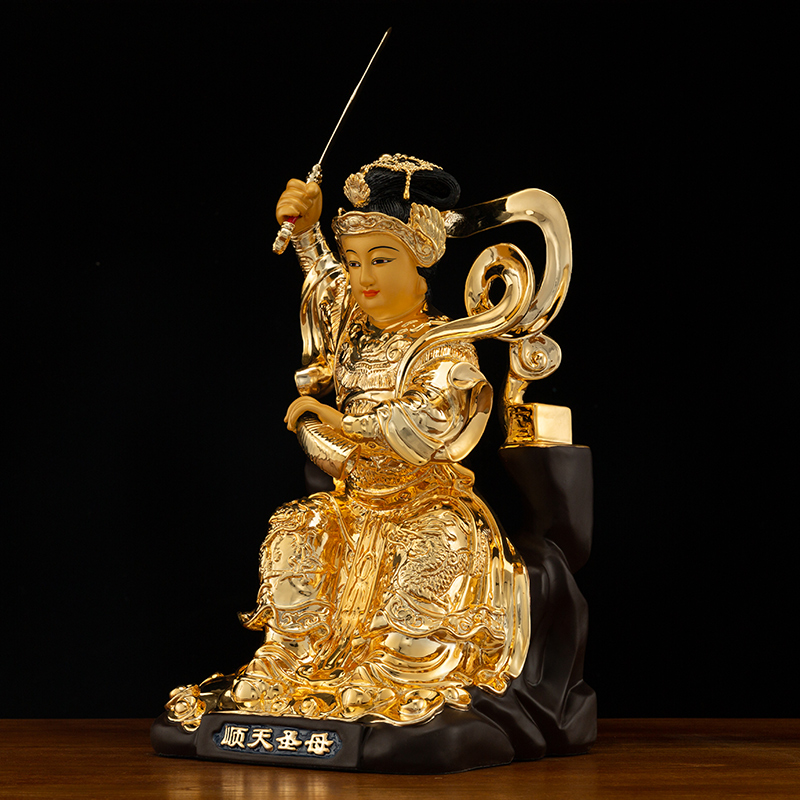 台湾家用佛像陈靖姑夫人临水娘娘注生供奉铜鎏摆件