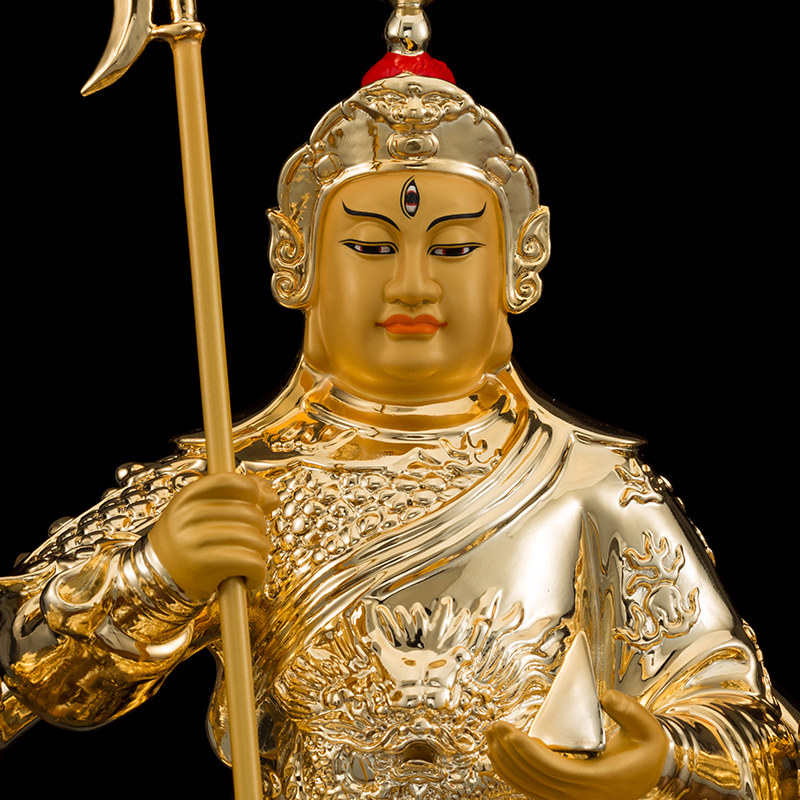 华光神像铜鎏金五显大帝灵官马元帅马王爷三眼摆件