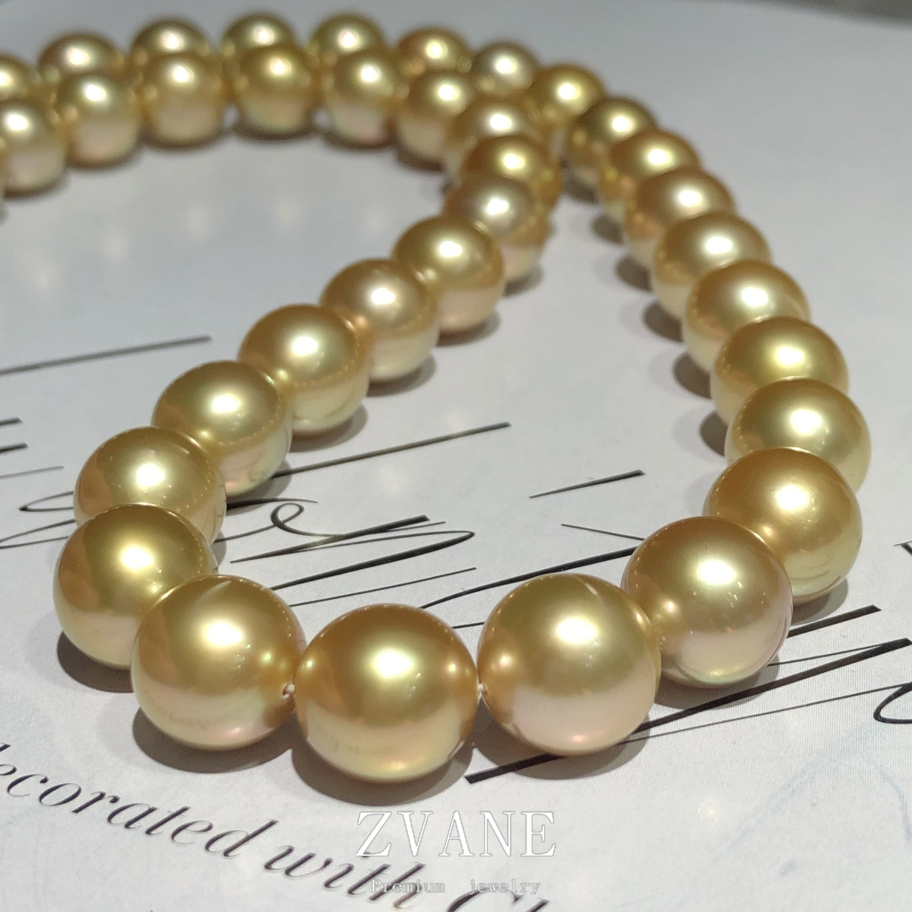 福利款金黄色南洋金珠项链18k天然海水珍珠串链锁骨链送妈妈