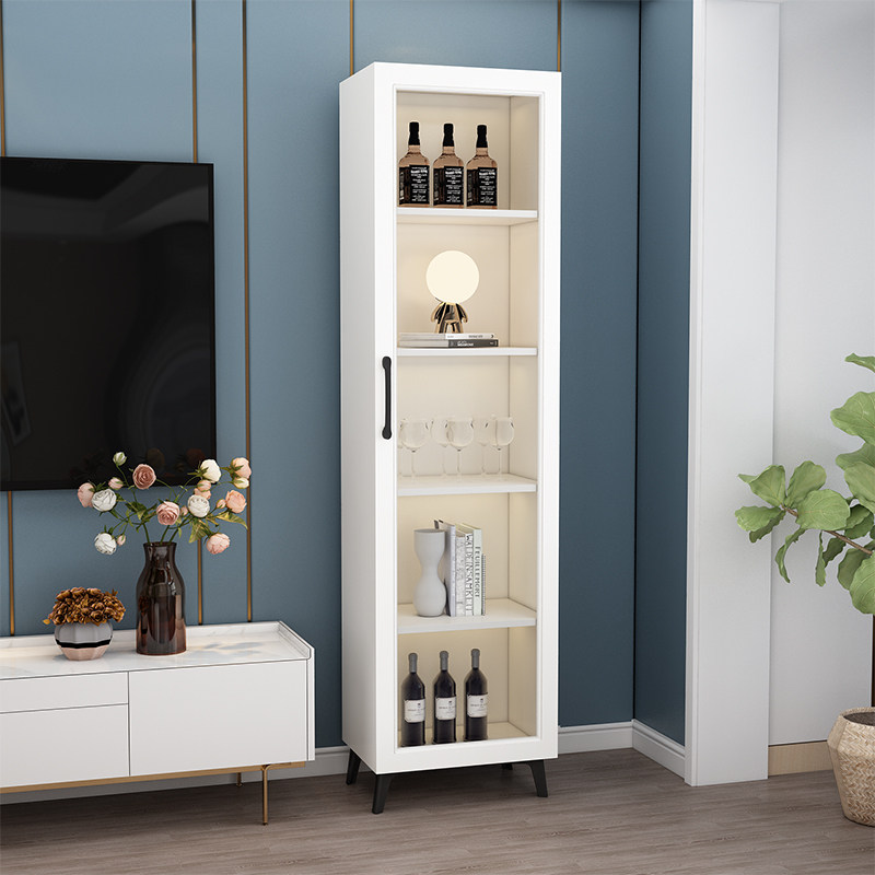 简约置物酒柜窄柜夹缝餐边玻璃门客厅角落收纳酒柜