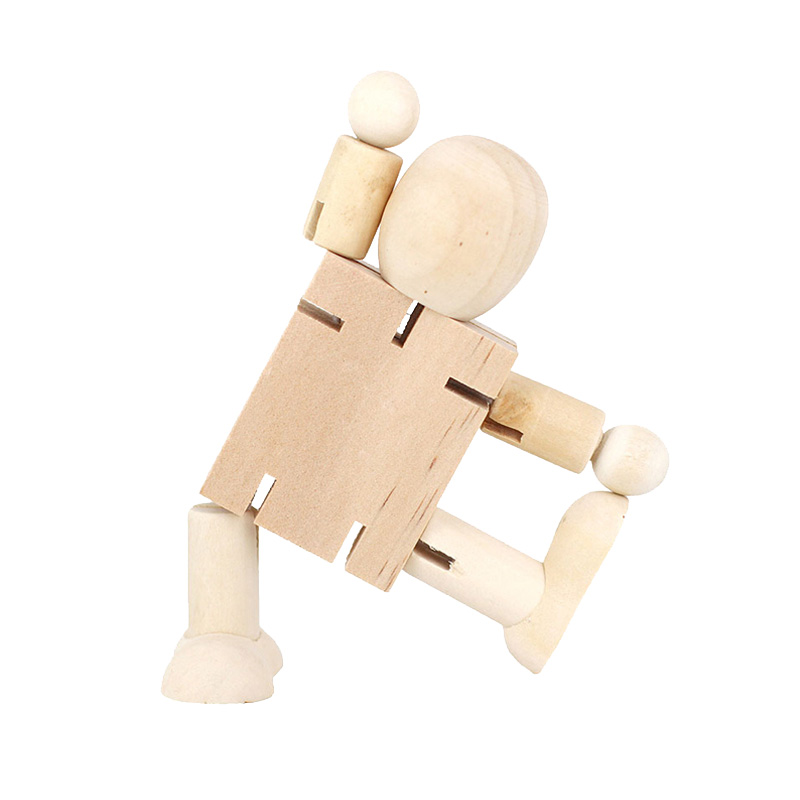 牛津阅读树白坯木头人diy木制人偶 关节木偶儿童玩具卡通绘画涂鸦