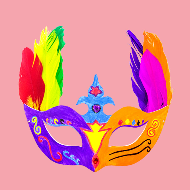 舞会儿童节空白脸谱diy材料包模具涂手绘面具半脸女diy材料马勺