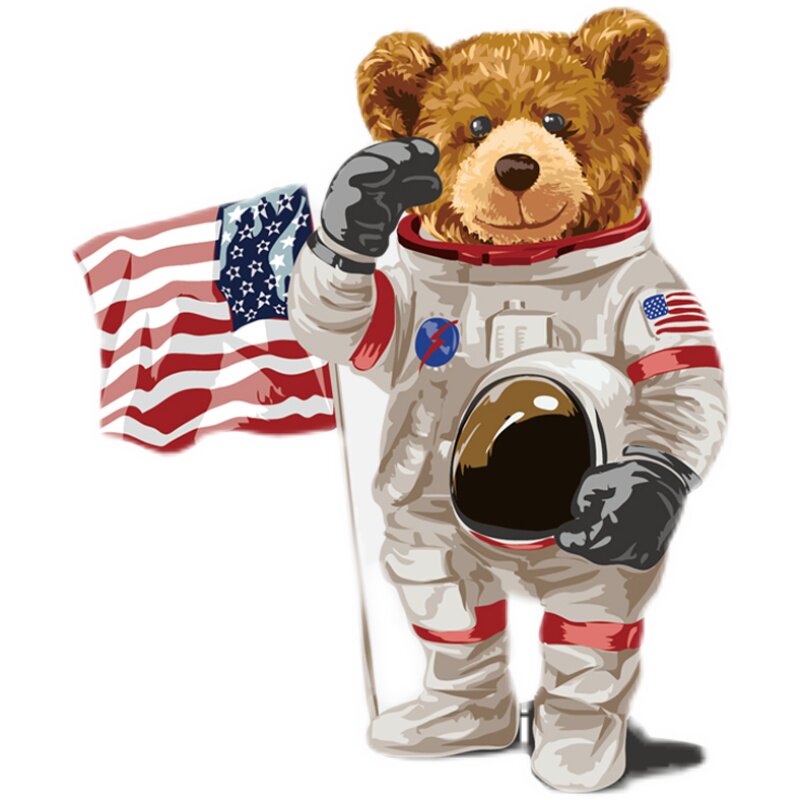 magic2021小熊宇航员航空创意新款烫画图案羽绒羽绒衣布贴