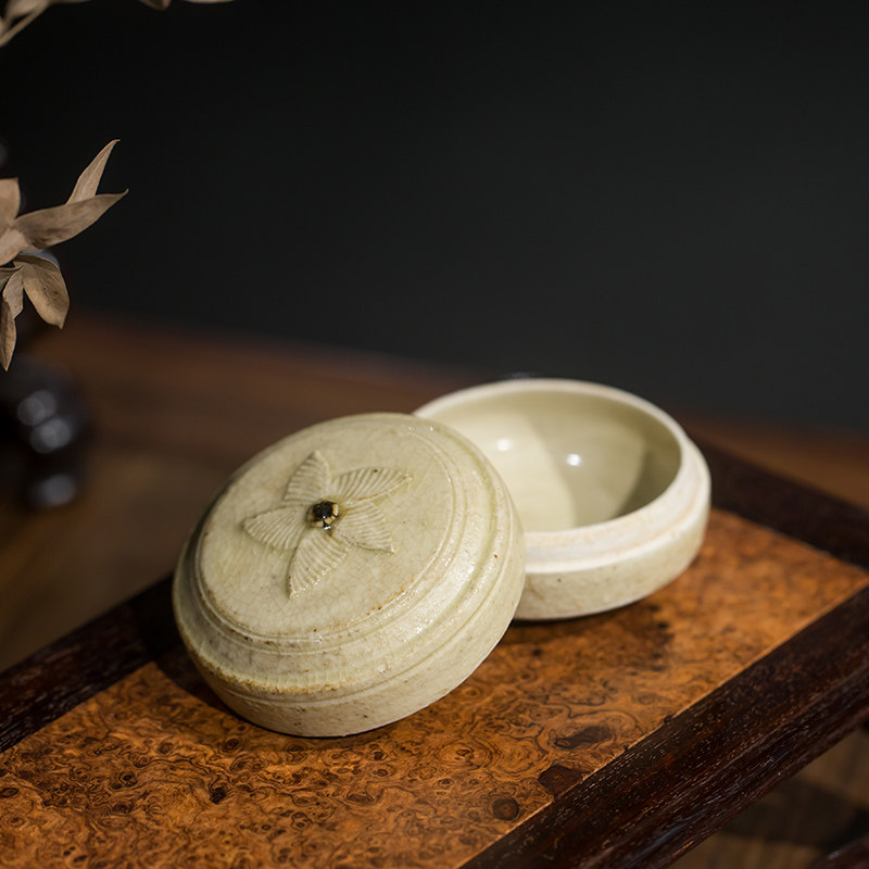 香盒雅然文化明代白瓷文玩古董瓷器收藏真品摆件