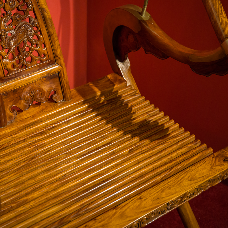 海南黄花梨螭龙纹交椅 头把交椅明清古典家具 送领导公司开业礼物