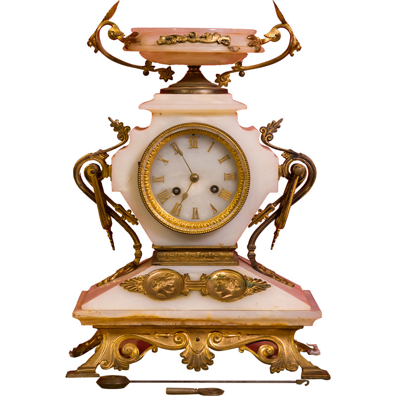 19世纪西式古董钟古董机械座钟古典物件收藏大理石摆件