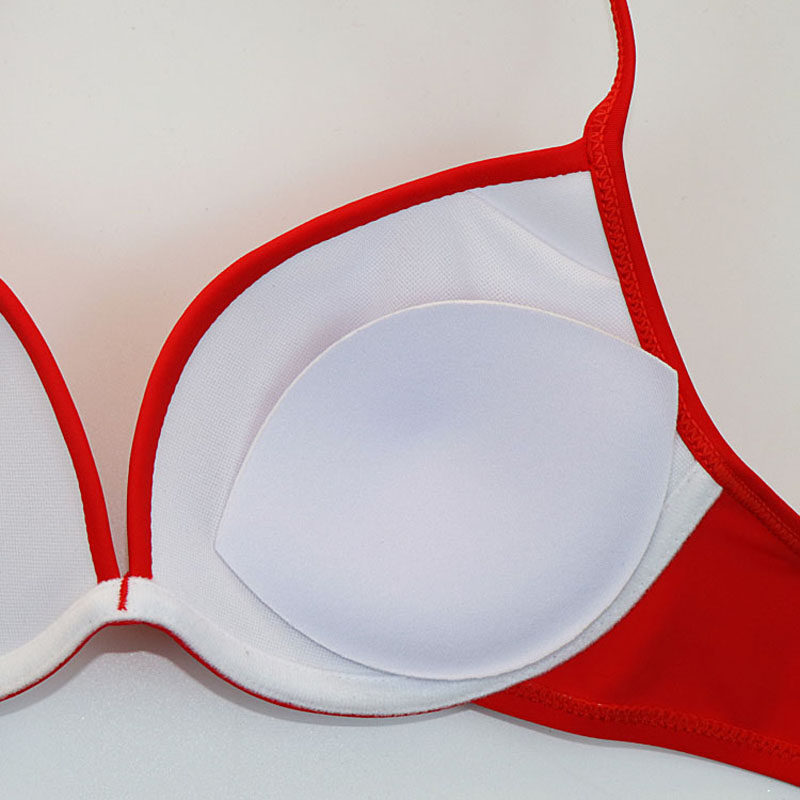 欧美新款ins性感三点式红色比基尼泳衣三角小胸比基尼