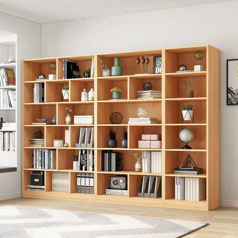 简易书架置物架落地书柜一体靠墙客厅格子简约组合书柜