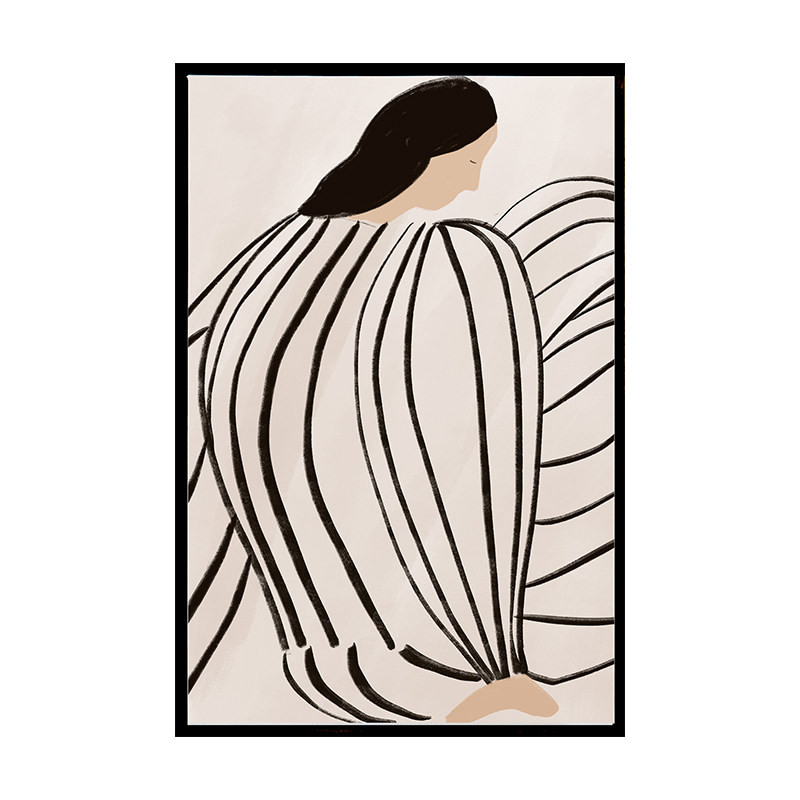 寓义北欧复古装饰画抽象人物线条玄关客厅书房现代装饰画