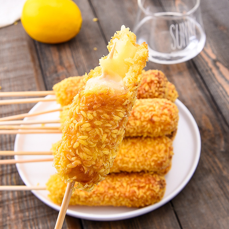 拉丝芝士棒带热狗10根800g油炸小吃零食裹粉热狗棒冷冻半成品脆皮