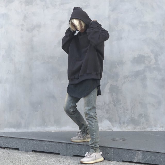 A chock original independent god gray double-hat sweater plus velvet warm loose hooded sweater men and women trend A chock original independent god gray double-hat sweater plus velvet warm loose hooded sweater men and women trend
