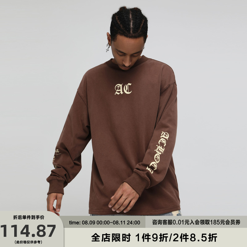 Achock国潮街头logo英文字母印花长袖t潮woo专属宽松圆领套头卫衣