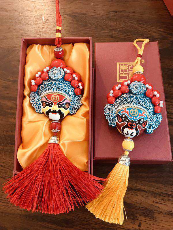 京剧脸谱汽车挂饰双面面具挂件装饰中国特色商务小礼脸谱