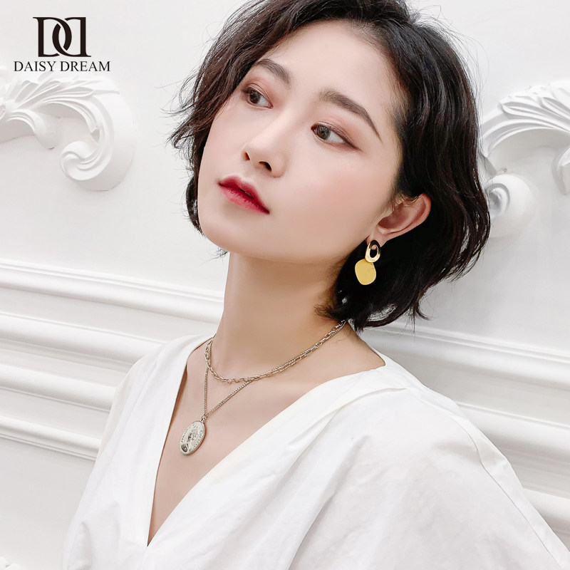 daisydream复古人像多层硬币项链女锁骨链网红潮hiphop冷淡风吊坠