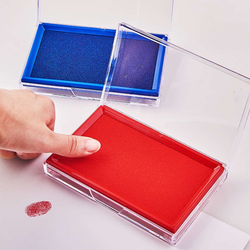 印油印台得力手印按手印章黑色补充蓝色专用印台