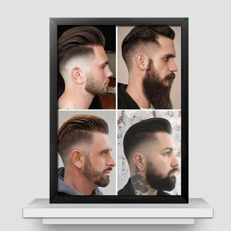 油头发型图男士造型理发店挂画发廊装饰画美发店海报壁画相框墙画