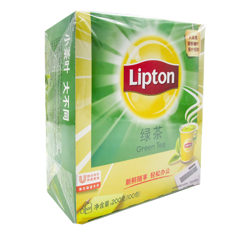 包邮 立顿绿茶100包 立顿黄牌精选绿茶200克泡茶包办公餐饮装 - 爱购
