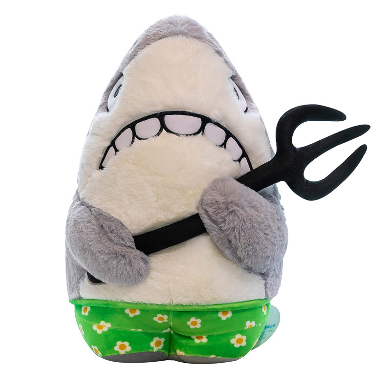网红搞怪可爱鲨鱼抱枕毛绒玩具鲨雕鲨叉玩偶bee毛绒