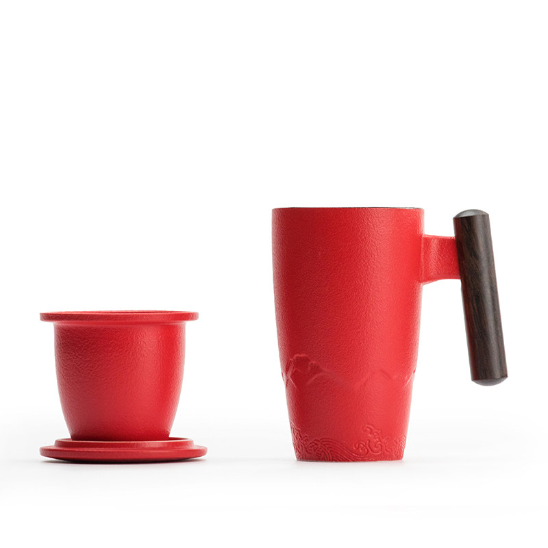 红色杯子家用套装结婚陶瓷马克杯情侣杯一对陪嫁伴手礼新婚礼盒装