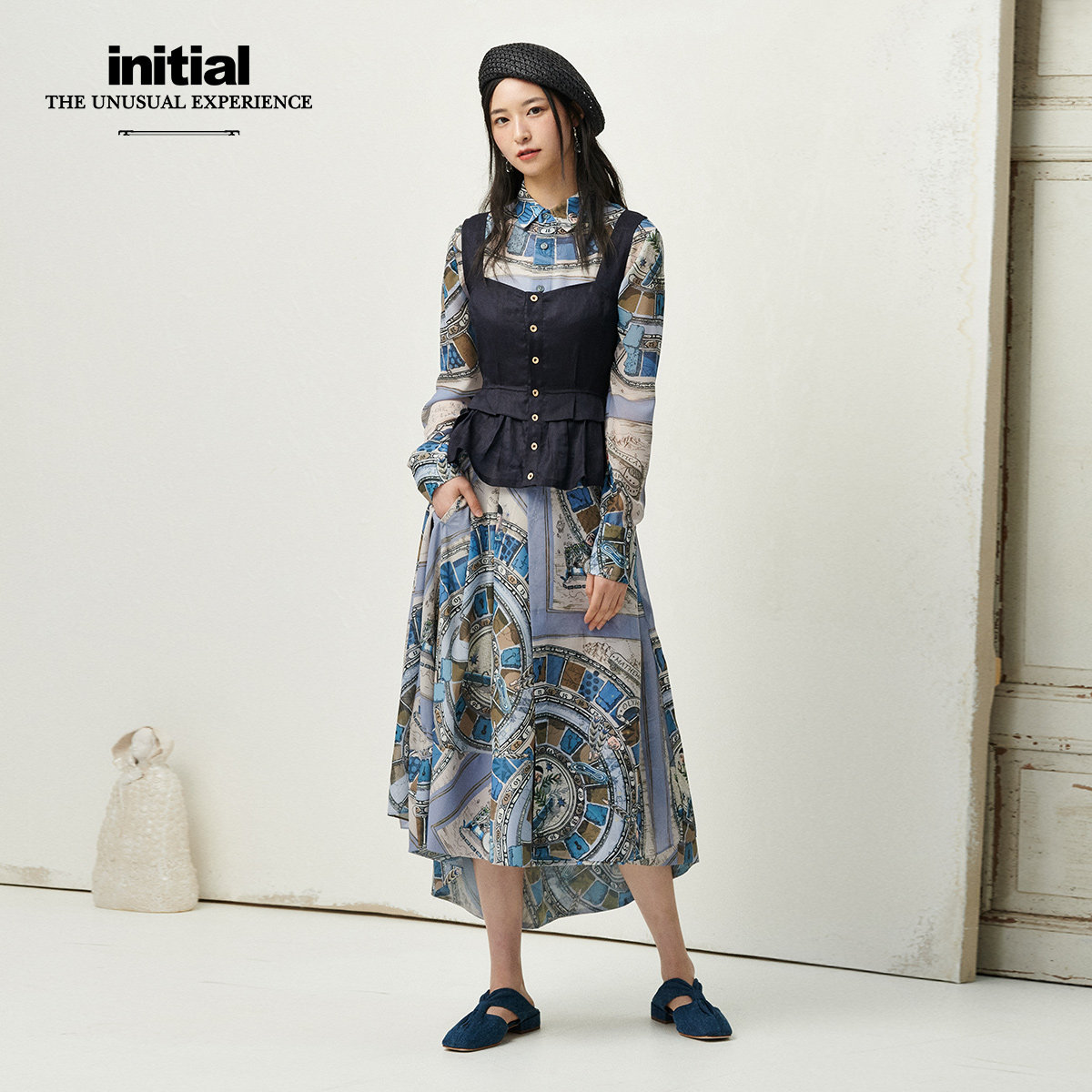 initial2020春夏复古马甲宫廷风收腰棉麻背心胸衣女20utvflmxx438