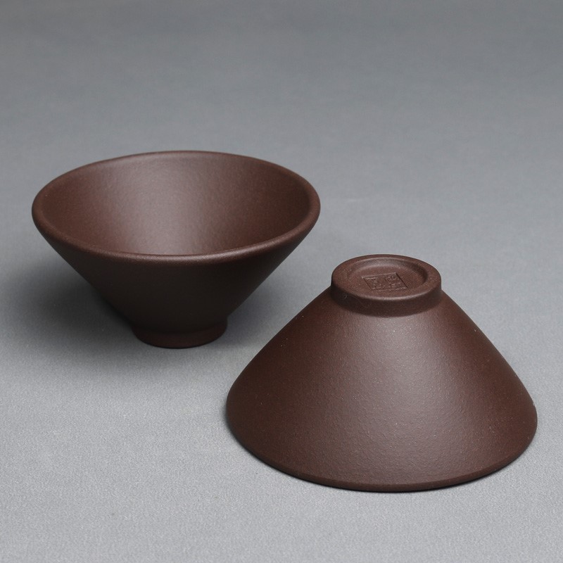 新款宜兴紫砂杯纯手工斗笠杯杯紫泥功夫功夫茶茶杯茶杯