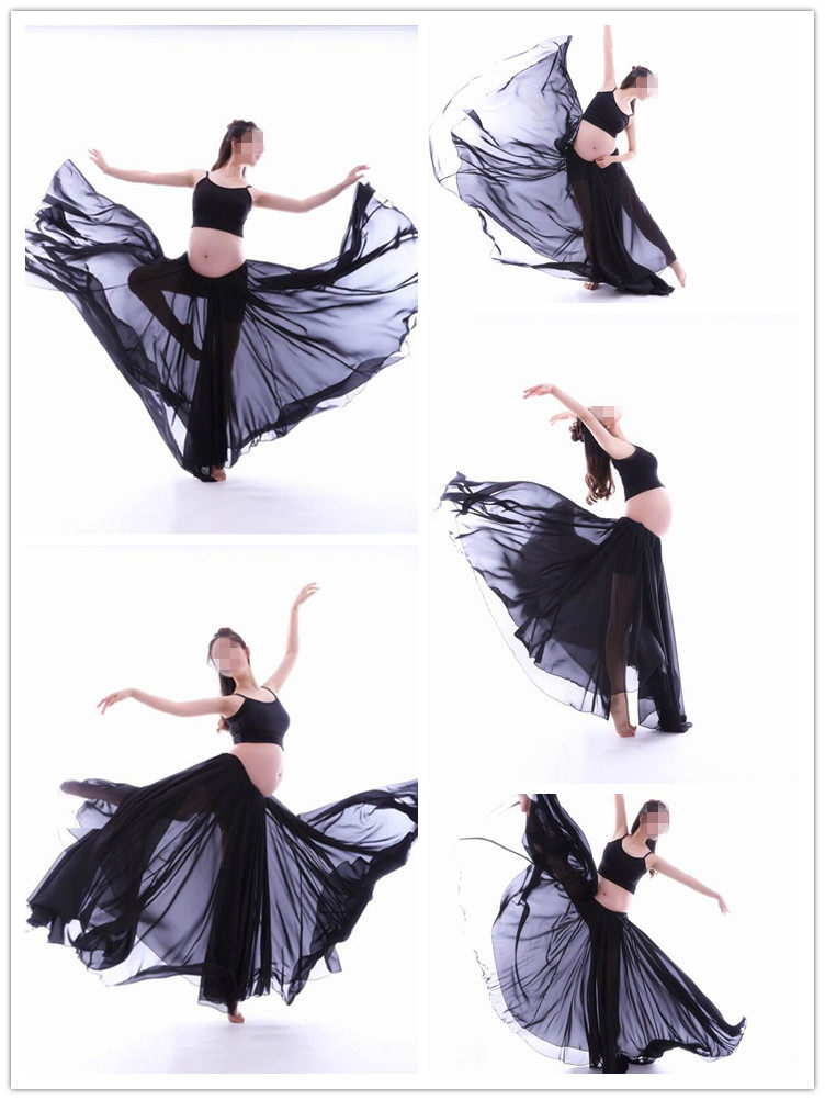古典舞演出服成人半身芭蕾舞蹈长裙仙透视网纱拍照写真服飘逸雪纺