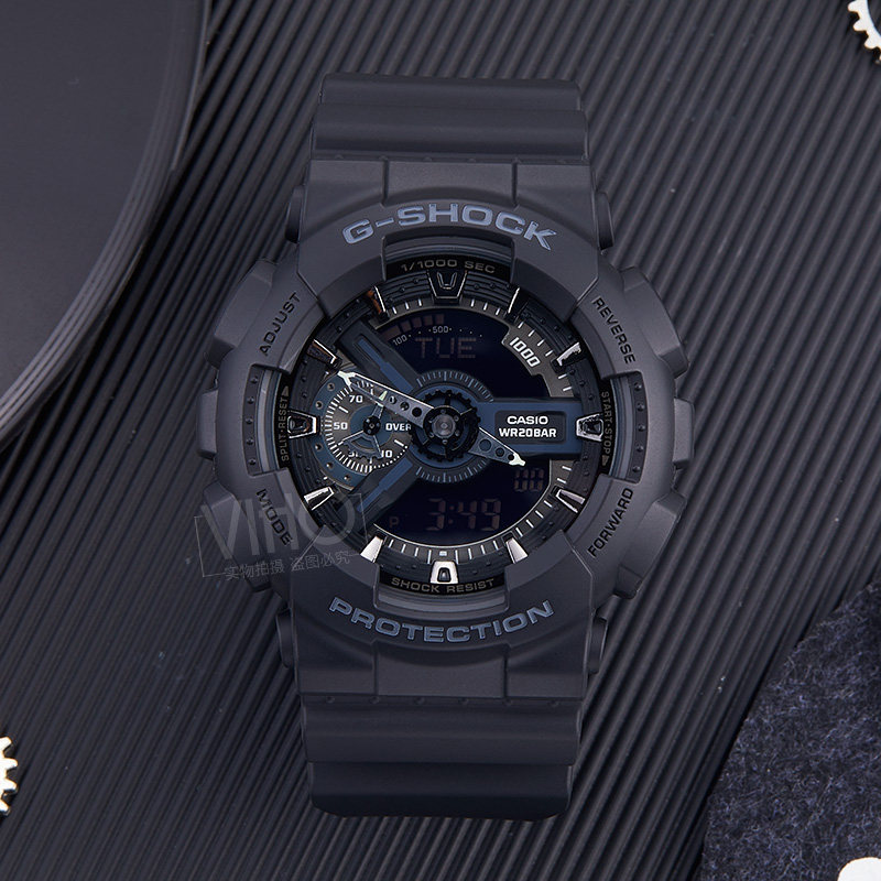 香港直邮正品卡西欧手表g-shock黑武士双显防水运动男表ga-110-1b