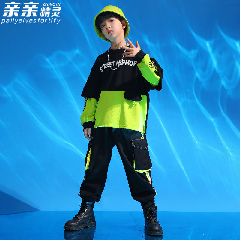 儿童架子鼓演出服中大童潮秋装男童帅气套装男孩儿童演出服