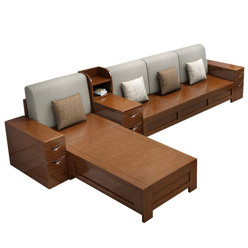 全纯实木沙发123组合经济型客厅家具农村冬夏两用储物木沙发橡木