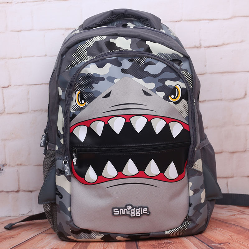现货澳洲smiggle文具灰色尖牙大嘴鲨鱼书包笔盒学生书包